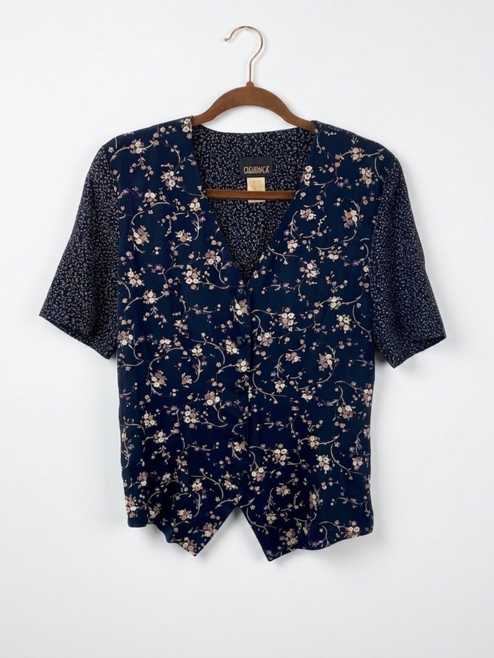 Vtg 90s Casablanca Mixed Floral Blouse ILGWU Union Made USA Cottagecore M‎